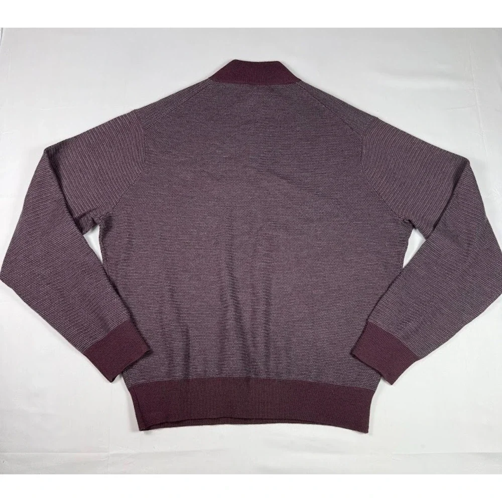 Peter Millar Sweater Mens XL Burgundy 1/4 Zip Long Sleeve Merino Wool Pullover